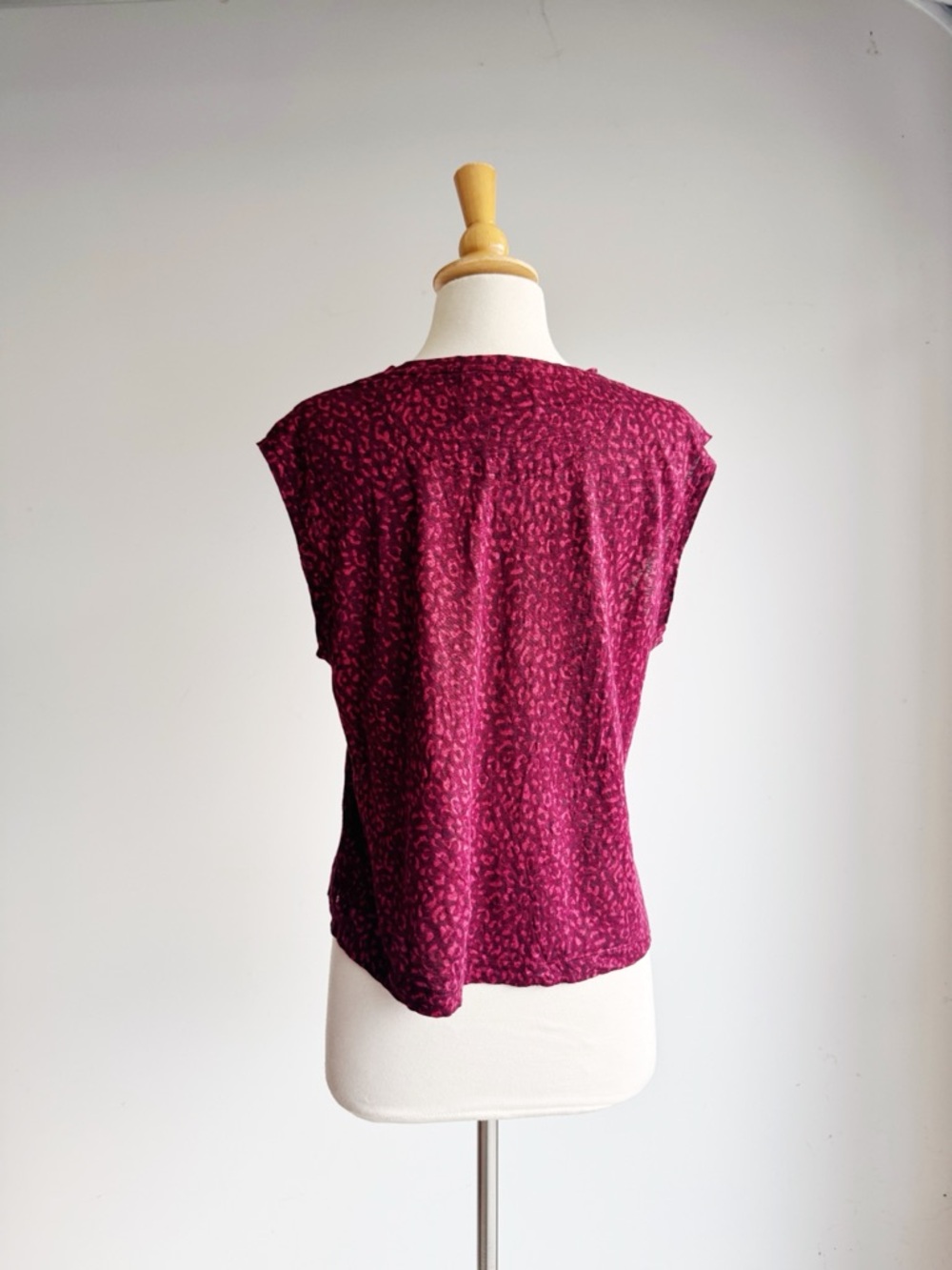 Current/Elliott The Jax Red Leopard Print Linen Tee Size 2 (M) - Picture 5 of 7